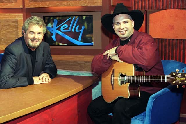 UTV chat show host Gerry Kelly with Country Rock legend Garth Brooks at Ulster television in 1998. Photot: Pacemaker