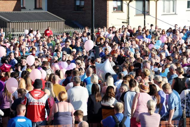 Vigil in the Harryville area of Ballymena on June 14 for murder victim Chloe Mitchell.  . Picture by Jonathan Porter/PressEye