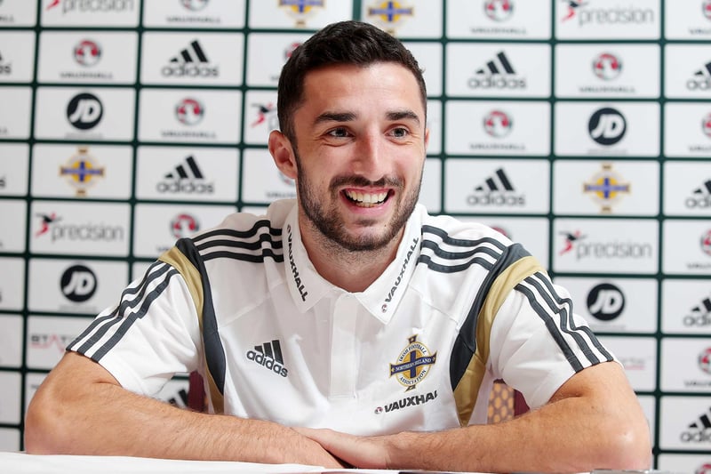 Conor McLaughlin pictured at media duties ahead of the game. He played 43 times for Northern Ireland and now works as European Regional Emerging Talent Scouting Manager at the City Football Group