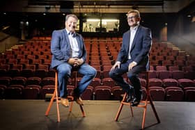 Paul Black from Alpha Group and Darren McDowell putting Family Business centre stage at the Mac in Belfast to celebrate National Family Business Day this year