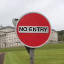 A No Entry sign at Parliament Buildings at Stormont, Belfast,. Photo: Liam McBurney/PA