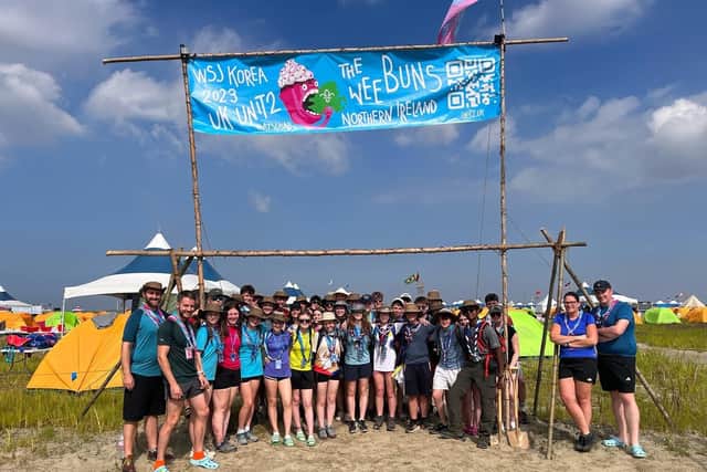 UK Contingent Unit 2 'The Wee Buns' from Northern Ireland at the world jamboree site in South Korea before they had to evacuate. Photo: The Wee Buns Facebook page