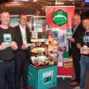 Ronan Gourley, Planet Café, Stewart Ferguson, CJ Lang, Stephen Brown, CJ Lang)and Philip Woods, Planet Café celebrate news that Planet Café  heat-to-eat products are to be stocked across more than 100 Spar stores throughout Scotland