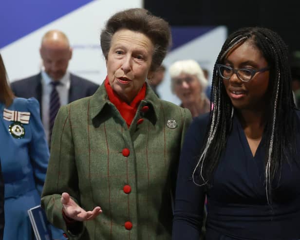 The Princess Royal and Trade Secretary Kemi Badenoch during the Northern Ireland Investment Summit 2023 at the ICC, Belfast. Photo: Liam McBurney/PA Wire