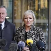 The new Sinn Fein economy minister Conor Murphy MLA, seen with Michelle O'Neill, says the new trading arrangements under the Windsor Framework will accelerate the "all island economy". Photo: Niall Carson/PA Wire