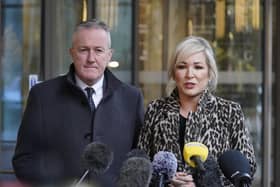 The new Sinn Fein economy minister Conor Murphy MLA, seen with Michelle O'Neill, says the new trading arrangements under the Windsor Framework will accelerate the "all island economy". Photo: Niall Carson/PA Wire