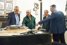 Developers Bangor Marine meet sculptor David Dudgeon in his workshop