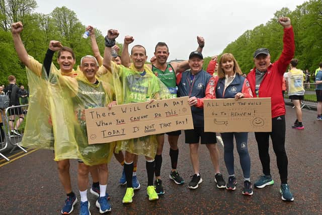 A group of runners at Stormont before the start of the Belfast City Marathon 2024. Picture By: Arthur Allison/Pacemaker Press