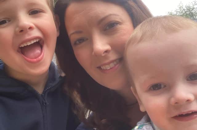 Mum-of-two Dympna Goodall from Belfast died from an undiagnosed heart condition in 2021 at the age of 34. Pictured here with her sons Daniel and Matthew