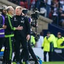 Two former Northern Ireland internationals - Martin O'Neill and Neil Lennon - after Saturday's Scottish Cup final. (Photo by Jane Barlow/PA Wire)