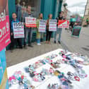 An anti-abortion protest taking place in the Castle Lane / Cornmarket area of Belfast in 2021