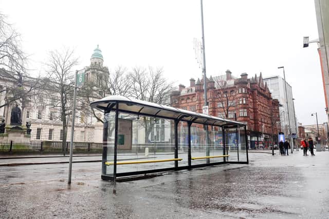 Donegall Square East, Belfast, which is normally busy with buses. Picture by Jonathan Porter/PressEye