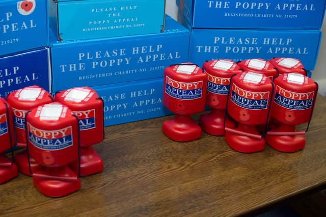 Royal British Legion Poppy Appeal boxes.