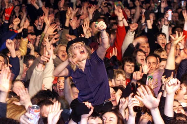 Thousands of revellers outside Belfast City Hall celebrate at the stroke of midnight on December 31, 1999, as Northern Ireland welcomes in the new Millennium. Health officials voiced "serious concerns" that celebrations of the new millennium in Northern Ireland would lead to a major emergency incident