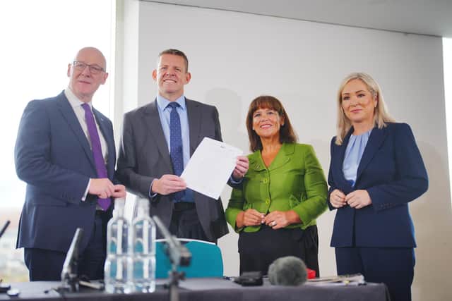 Nationalist leaders from across the UK came together in Cardiff. Pic: Ben Birchall/PA Wire