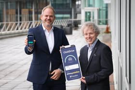 AbbeyAutoline has partnered with one of the world’s leading telematics technology providers - Howden Driving Data - to revamp its ChilliDrive app aimed at helping young drivers reduce their car insurance premiums by becoming safer and more responsible road users. Pictured launching the partnership is Jon Law, managing director of Howden Driving Data and Alan McConnell, director of Analytics at AbbeyAutoline.
