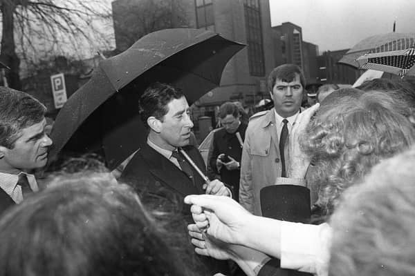 In March 1991 the then Prince of Wales, and of course now King Charles II, went on a walkabout in Belfast despite a security leak which had him the talk of the town. Picture: News Letter archives/Darryl Armitage