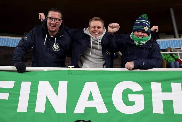 Northern Ireland fans during Friday night’s UEFA Euro 2024 qualifier against Finland at the Olympic Stadium in Helsinki
