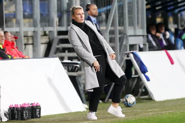 Northern Ireland manager Tanya Oxtoby reacting to events in the UEFA Women's Nations League loss to Hungary at Gyirmoti Stadion in Gyor on Friday. (Photo by Jonathan Porter/PressEye)
