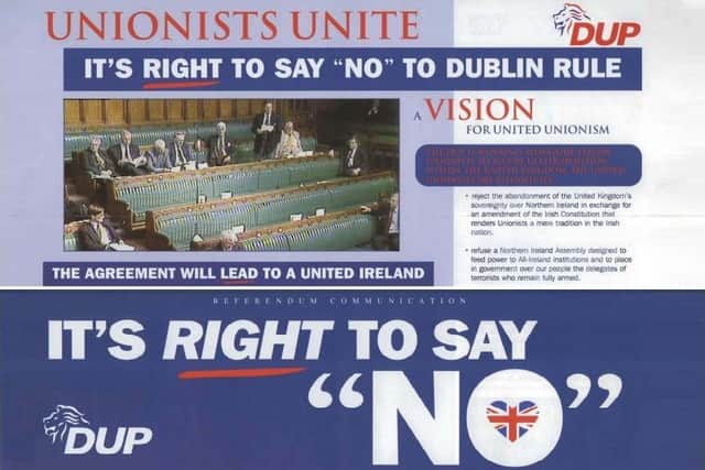 Referendum literature from the DUP in 1998