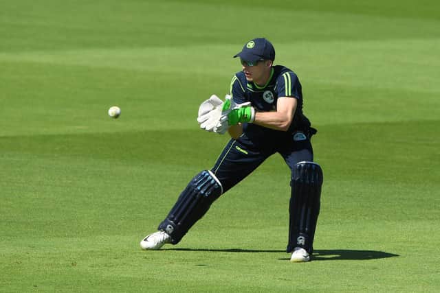 Ireland wicketkeeper Lorcan Tucker during a nets session. PIC: PA/Stu Forster.