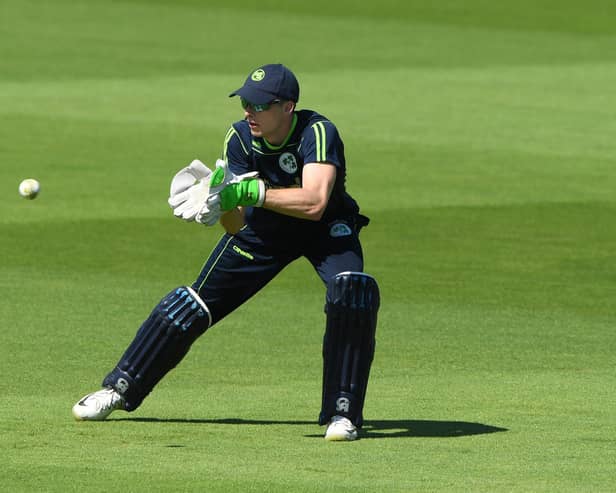 Ireland wicketkeeper Lorcan Tucker during a nets session. PIC: PA/Stu Forster.