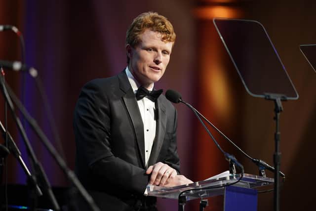 Joe Kennedy III speaking at the Ireland Funds 31st National Gala. National Building Museum, in Washington, DC