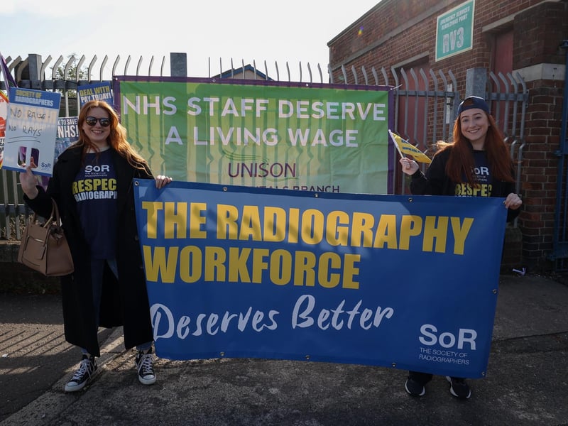 Health workers at the Royal Victoria Hospital, Belfast, have went out on strike today as part of the ongoing pay dispute. Photo by Press Eye