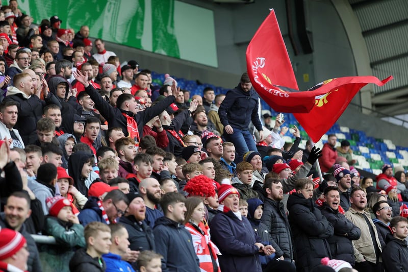 Portadown's supporters during today's game at Windsor Park