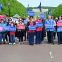 Royal College members of Nursing protest at Stormont in Belfast over pay and conditions
