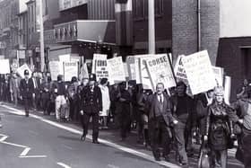 Hospital workers in a protest march in Sheffield in 1973. It was at the beginning of a long recession, after an oil crisis and a failed budget the year before
