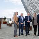 Tourism has the greatest potential of any sector in the local economy to drive growth in all regions of Northern Ireland, a major industry event was told today. Pictured is Alice Mansergh, chief executive of Tourism Ireland, John McGrillen, chief executive of Tourism NI, Economy Minister Conor Murphy, Ellvena Graham, chair of Tourism Northern Ireland and George Clarke, architect and television presenter