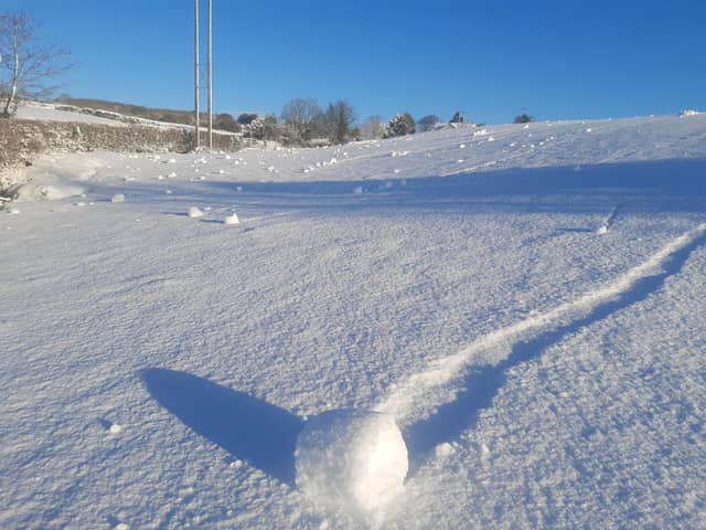 Photos of snow rollers in fields on Ivy Hill, Lisburn taken by Kenny Maze