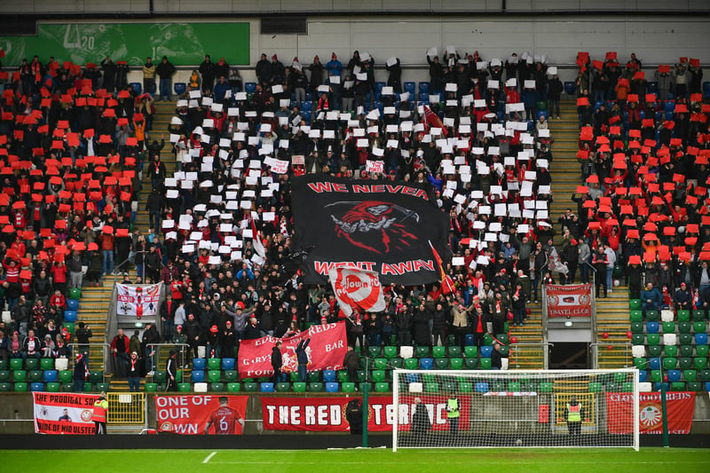 Portadown fans before today's BetMcLean Cup final against Linfield at Windsor Park