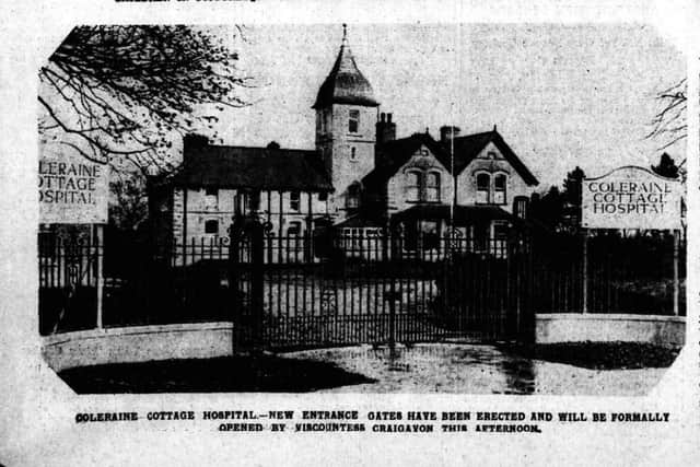 A picture showing Coleraine Cottage Hospital which appeared in the News Letter on October 31, 1934. Picture: News Letter archives/Darryl Armitage