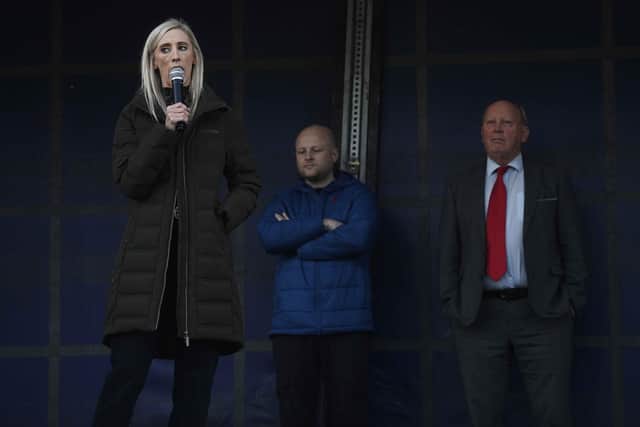 Carla Lockhart of the DUP party speaking at a Let Them Home Festival in Edgarstown Estate, Portadown at the start of this month. Photo: Mark Marlow/PA