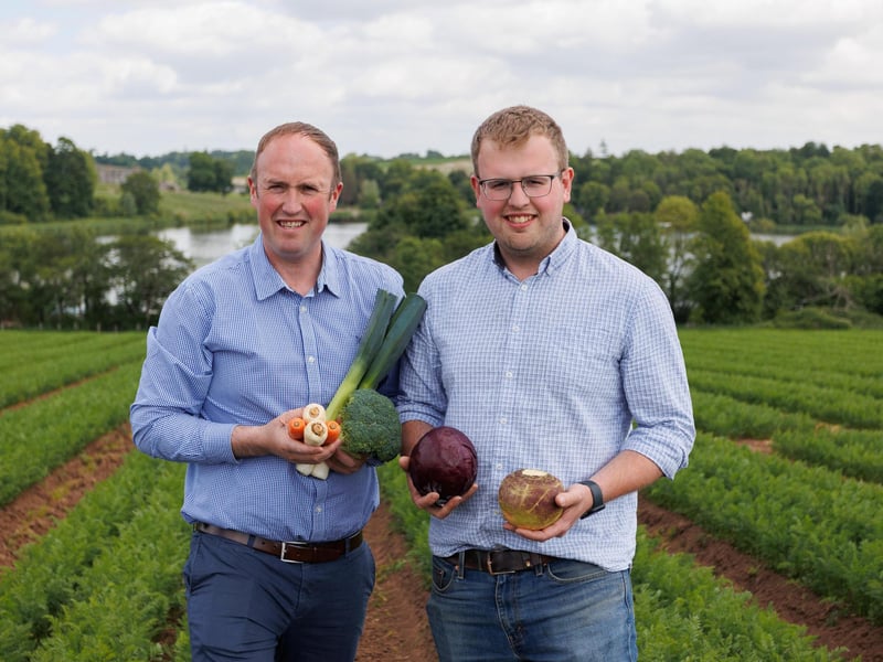 Tesco Northern Ireland is celebrating nearly two centuries of combined partnership with a core number of its local fresh produce suppliers. Pictured is Gilfresh Produce – William Gilpin, MD and Richard Gilpin, head of farm operations