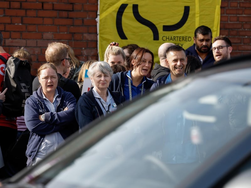 Health workers at the Royal Victoria Hospital, Belfast, have went out on strike today as part of the ongoing pay dispute. Photo by Press Eye