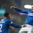 Rangers' John Souttar (right) celebrates with James Tavernier after scoring in the cinch Premiership win at Ibrox over Ross County. (Photo by Andrew Milligan/PA Wire)
