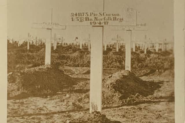The grave of Sue Warner's great-uncle Stanley Curson, in Gaza in 1917.