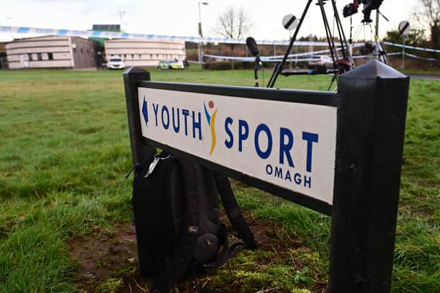 Police at the Scene at Youth Sport Omagh on Thursday Morning.