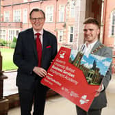 President and vice-chancellor of Queen’s University Belfast, professor Ian Greer is pictured with Belfast Lord Mayor councillor Ryan Murphy at Queen’s University, Belfast to launch a new Business Services Employment Academy, which will give 15 people living in Belfast, with few or no qualifications, the opportunity to secure an administrative role in the university (Press Eye Ltd)