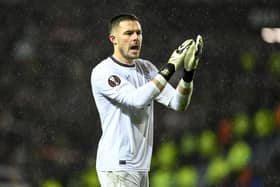 Rangers' Jack Butland at full time during a UEFA Europa League Round of 16 second leg match against Benfica at Ibrox