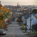 The streets are quiet on Friday in this view looking towards Lewiston, Maine, as a lockdown remains in effect after this week's mass shootings. Police are still searching for the suspect. Lewiston is near both to Bangor Maine and Belfast Maine. That there are two cities of that name is a reminder of the Scots Irish influence (AP Photo/Robert F. Bukaty)