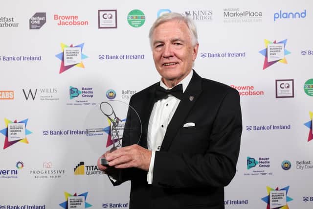 Dr Len O’Hagan, received the Lifetime Achievement Award at the 2026 Belfast Business Award