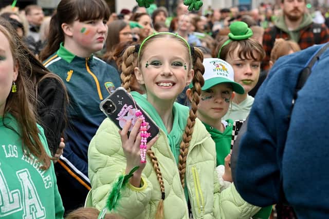 PressEye - Belfast - Northern Ireland - 17th March 2023Picture by Stephen Hamilton  / PressEyeThousands have attended the annual St. Patrick's Day parade in Belfast. Performers and floats take part in the St. Patrick's Day parade, as it makes it's way through Belfast city centre.Picture by Stephen Hamilton  / PressEye