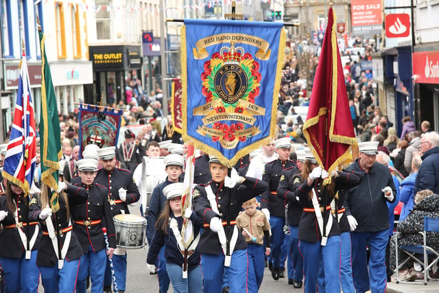 The streets of Enniskillen were filled with colourful uniforms and banners.