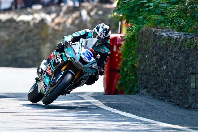 Michael Dunlop on his MD Racing Yamaha at Union Mills in the second Supersport TT race on Wednesday