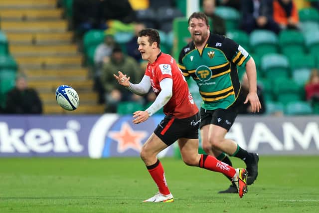Ulster's Billy Burns passes the ball during the Heineken Champions Cup match against Northampton Saints at Franklin's Gardens in January. (Photo by David Rogers/Getty Images)