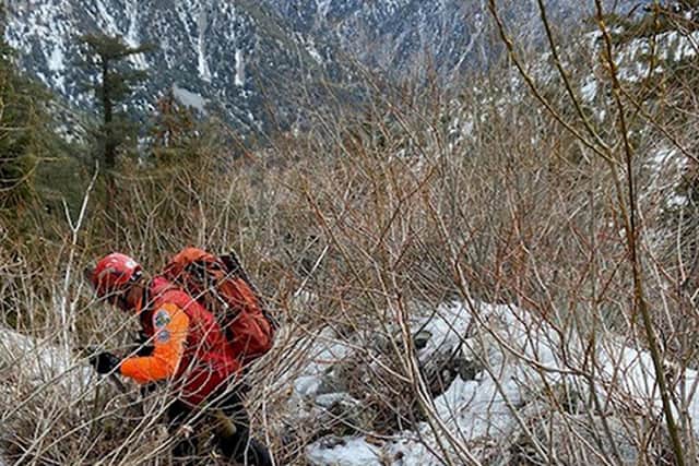 Photo issued by San Bernardino County Sheriff's Department of ground searches for actor Julian Sands by teams in the San Gabriel mountains in southern California, USA, on Saturday.
Photo credit should read: San Bernardino County Sheriff's/PA Wire